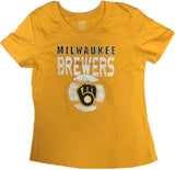 Milwaukee Brewers Girl's Short Sleeve Distressed GraphicT-Shirt XL 14/16