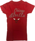 Chicago Bulls Classic Logo Girl's Cap Sleeve T-Shirt Red Small 7/8