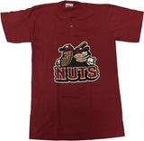 Modesto Nuts Milb Minor League Men's 2-Button Crew Neck Jersey Shirt SMALL