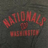 MLB Washington Nationals Baseball Women's V-Neck Short Sleeve T-Shirt Gray Small