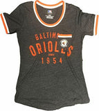 Majestic Baltimore Orioles MLB Women's Scoop Neck Ringer Pocket T-Shirt L 12/14