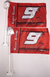 Kasey Kahne #9 NASCAR 2 Sided Car Flag SET OF 2 (includes wall brackets)