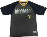 DYNASTY Milwaukee Brewers Men's Gray V-Neck Team Baseball Jersey Medium