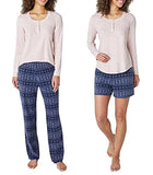 Eddie Bauer Women's 3-Piece Waffle Knit Pajama Set Blush Geo XS 0/2