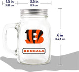 Cincinnati Bengals NFL 16oz Glass Mason Jar White