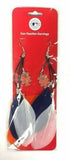 New York Mets MLB Dangle Fan Feather Earrings Team Colors