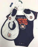 Houston Astros MLB 3 Piece Infant Boy's Bib Booties & Bodysuit Set- CHOOSE SIZE
