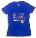 New York Rangers Hockey NHL V-Neck Women's T-Shirt MEDIUM 8/10