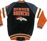 GIII Denver Broncos Men's Full Zip Suede Leather Jacket NWT