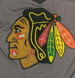 Chicago Blackhawks Women's Distressed Logo 3/4 Sleeve T-Shirt Gray Medium 8/10
