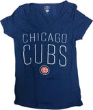Chicago Cubs Women's Short Sleeve V-Neck T-Shirt XS Blue