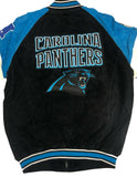 GIII Carolina Panthers Men's Full Zip Suede Leather Jacket NWT