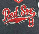 Boston Red Sox MLB Women's Short Sleeve Distressed Jersey Stripe T-Shirt Gray XS