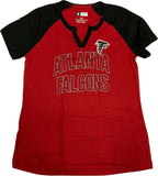 Atlanta Falcons Womens V-Notch T-Shirt Red Large