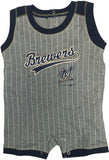 Milwaukee Brewers Boy's Pinstripe Baby 0/3 Body Suit Gray